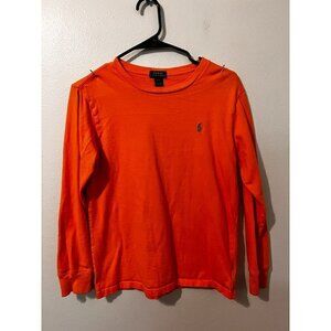 Boy's Polo Ralph Lauren Orange Green Logo Long Sleeve Tee Size L [EXCELLENT]